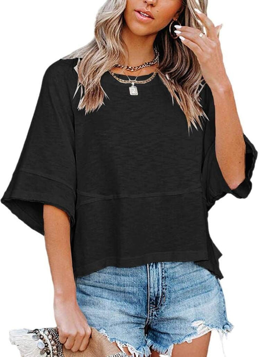 J.Crew | Camiseta de manga acampanada con paneles en color liso