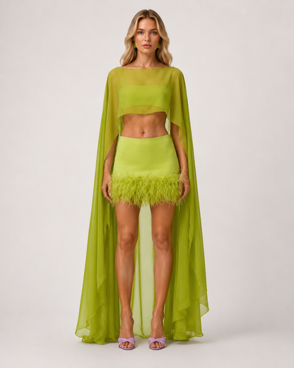 J.Crew | 🔥 ACHETEZ 2, OBTENEZ 10 % DE RÉDUCTION 🔥 Ensemble jupe en satin à plumes Celestia