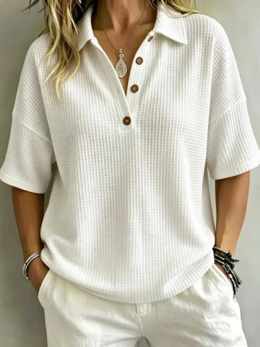 J.Crew | Novedad 🔥 Camisa de manga corta con botones y tejido gofre para mujer