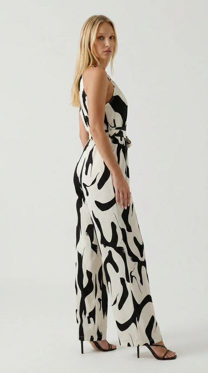 Abstract Wide-Leg Jumpsuit