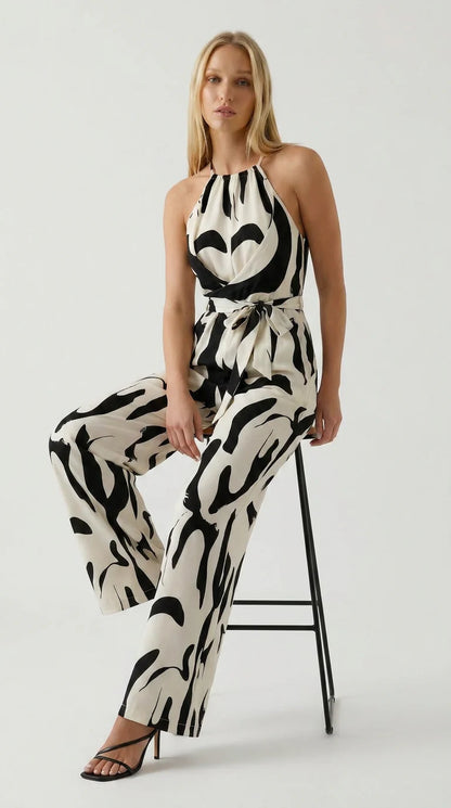 Abstract Wide-Leg Jumpsuit